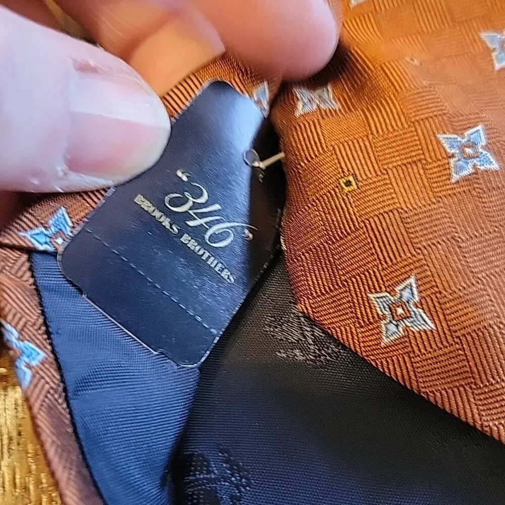 NEW Brooks Brothers Pure Silk Men's Neck Tie Orange Blue USA NWT “346”
